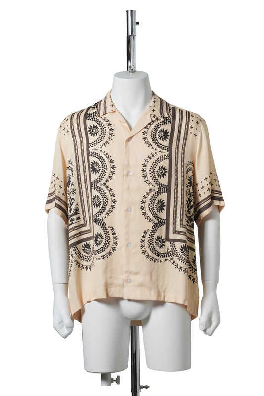 SHORT SLEEVE CAMP COLLAR SHIRT WITH A CUSTOM PRINT / ORIENTAL PRINT
