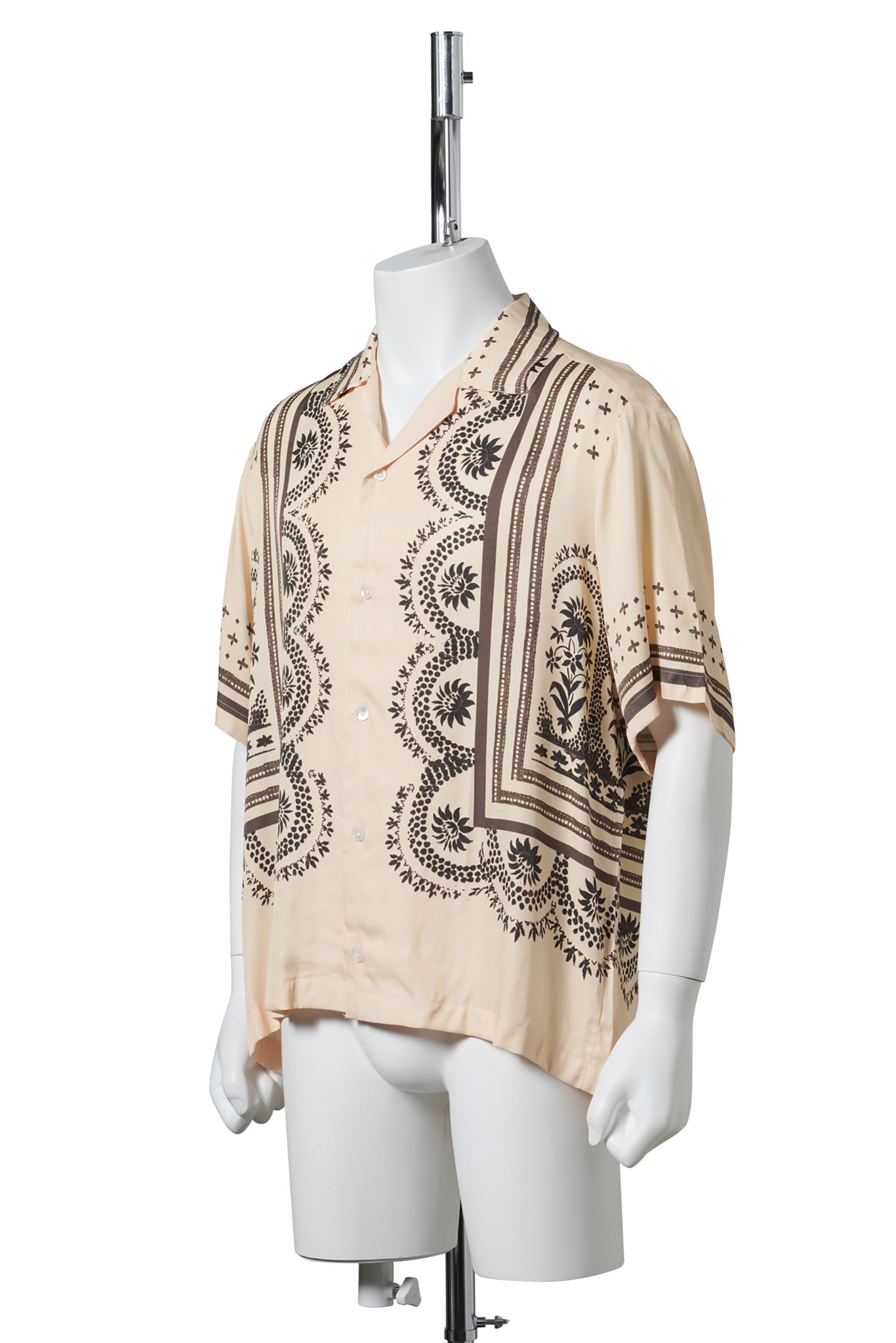 SHORT SLEEVE CAMP COLLAR SHIRT WITH A CUSTOM PRINT / ORIENTAL PRINT