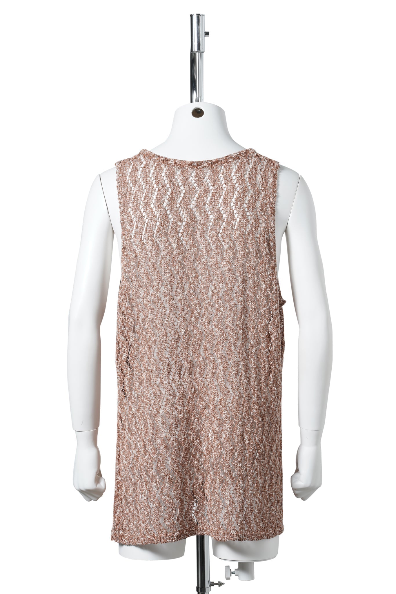 POINTELLE KNITTED TANK IN COTTON BLEND YARN / BROWN MELANGE
