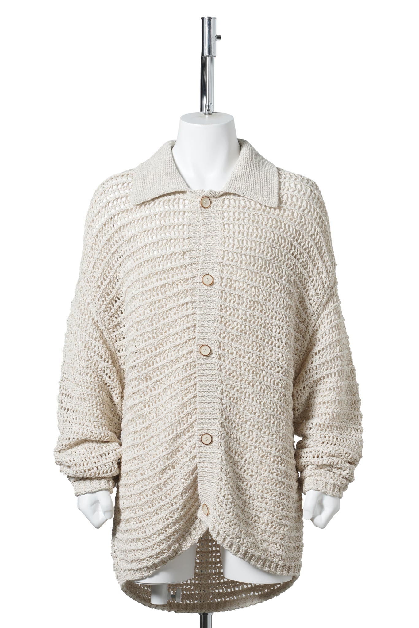 OPEN KNIT CARDIGAN CUT IN A RELAXED FIT / CREAM