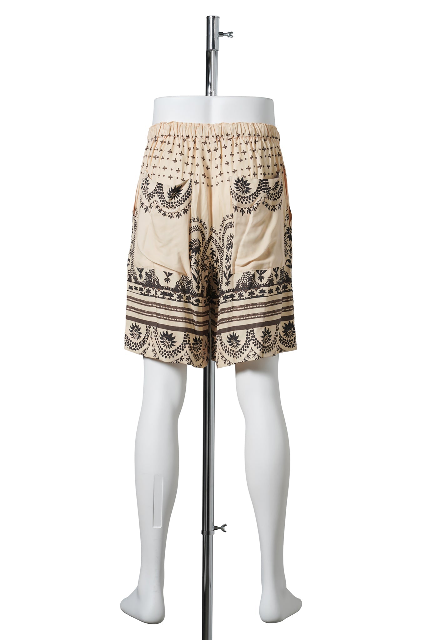 DRAWSTRING SHORTS CUT FROM CUSTOM PRINTED VISCOSE / ORIENTAL PRINT