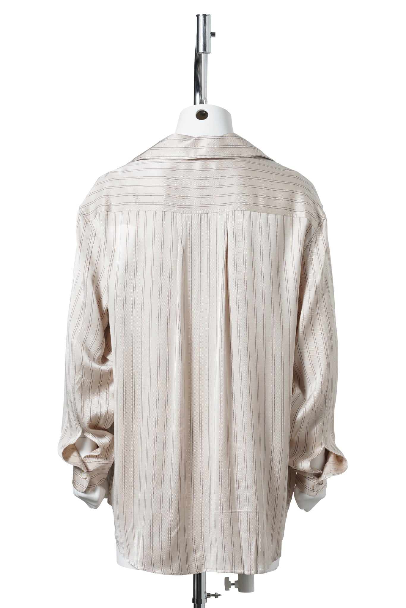 LONG SLEEVE OPEN COLLAR SHIRT IN A RELAXED SHAPE / BEIGE STRIPE