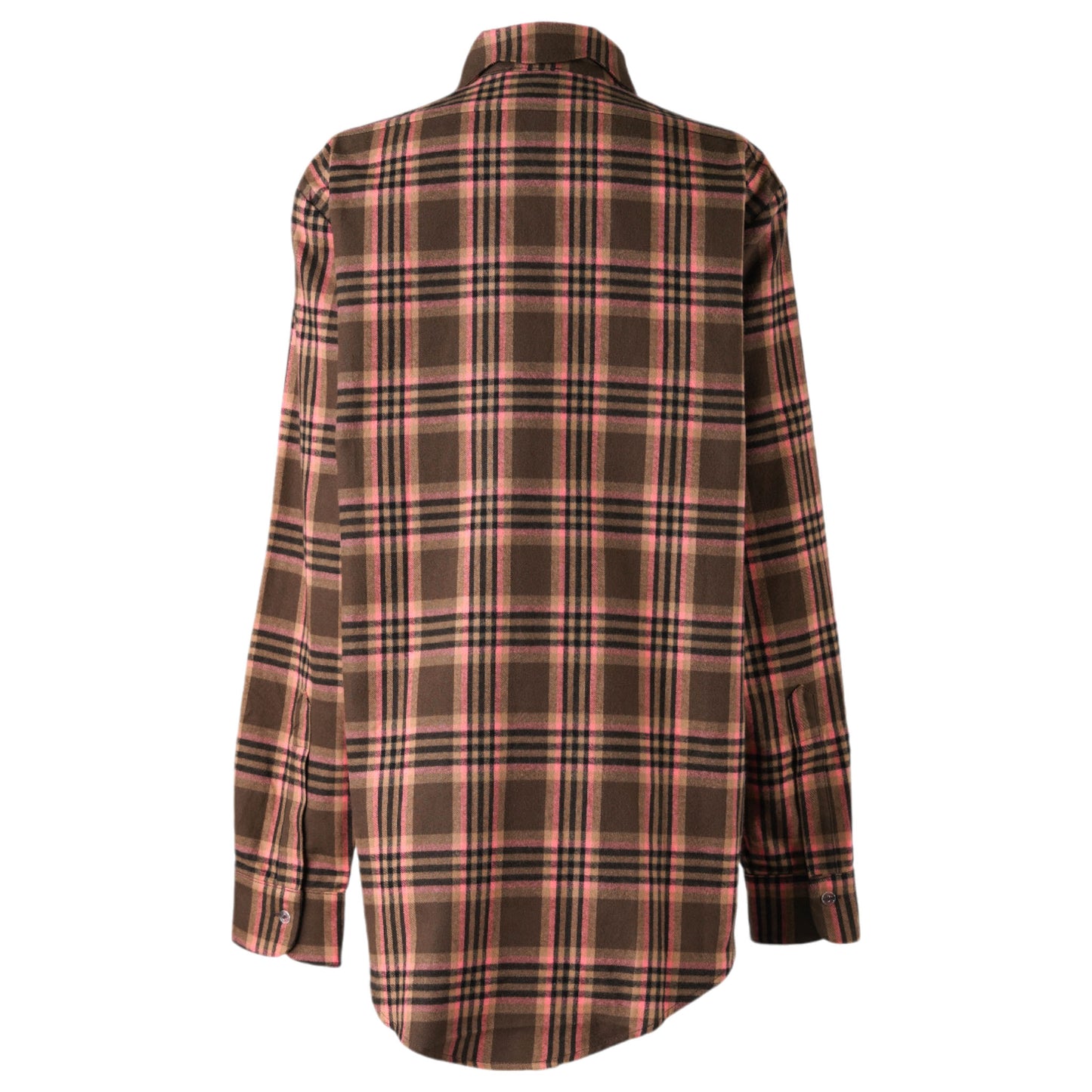 BAT BUTTON UP / PINK BROWN PLAID