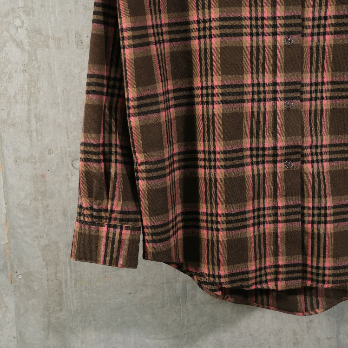 BAT BUTTON UP / PINK BROWN PLAID