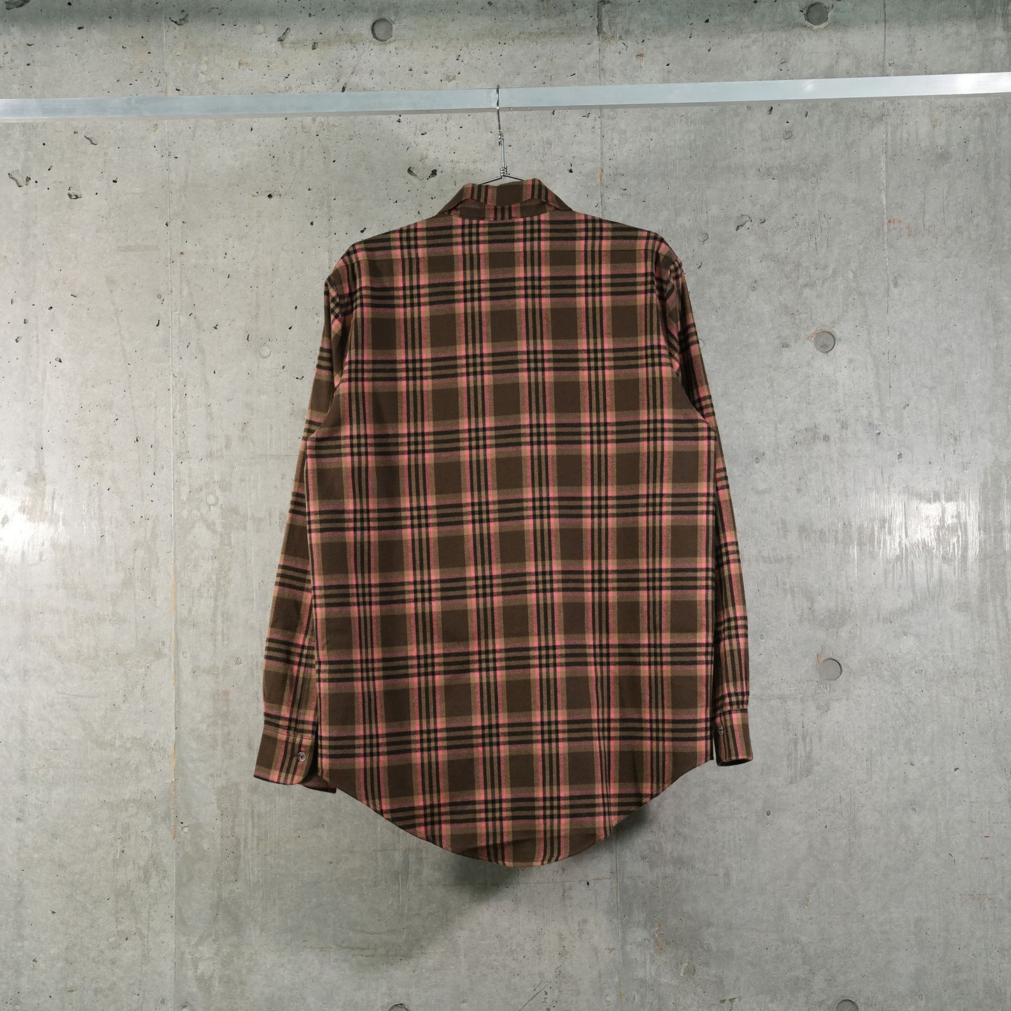 BAT BUTTON UP / PINK BROWN PLAID