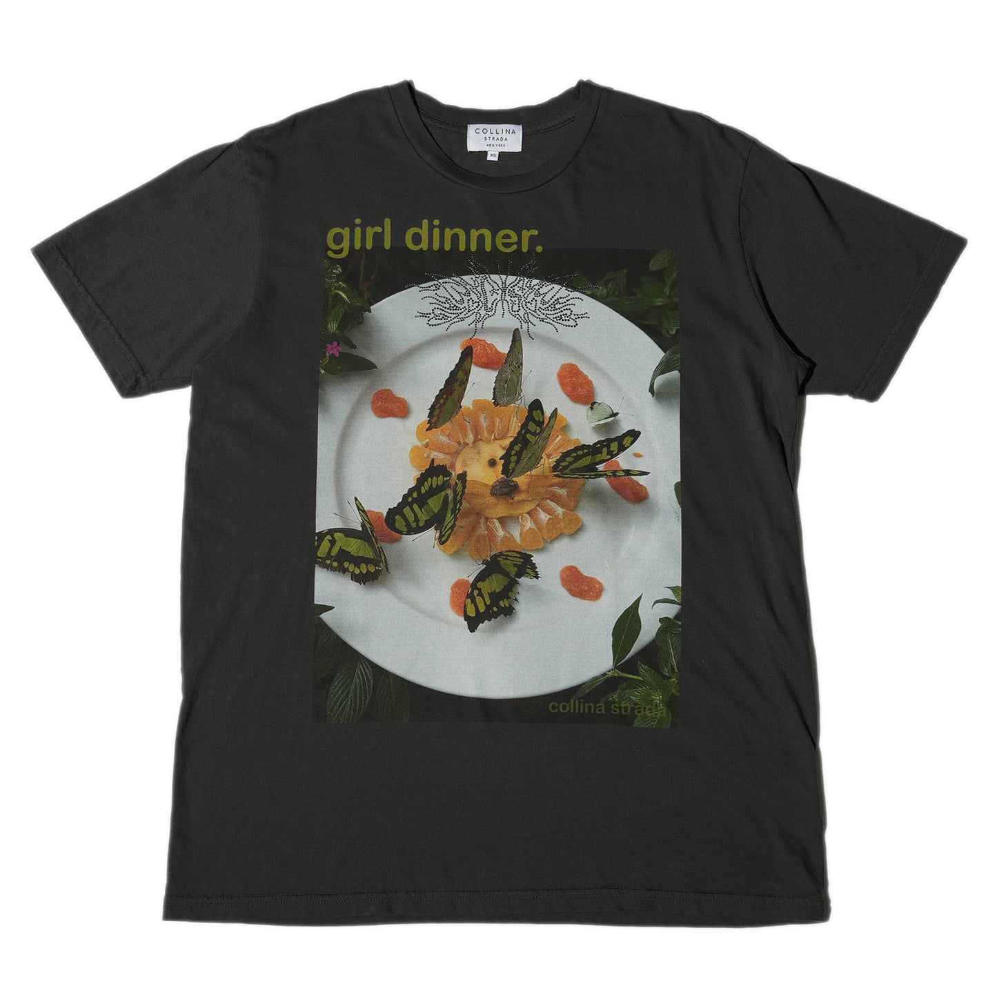 RHINESTONE GRAPHIC TEE / GIRL DINNER