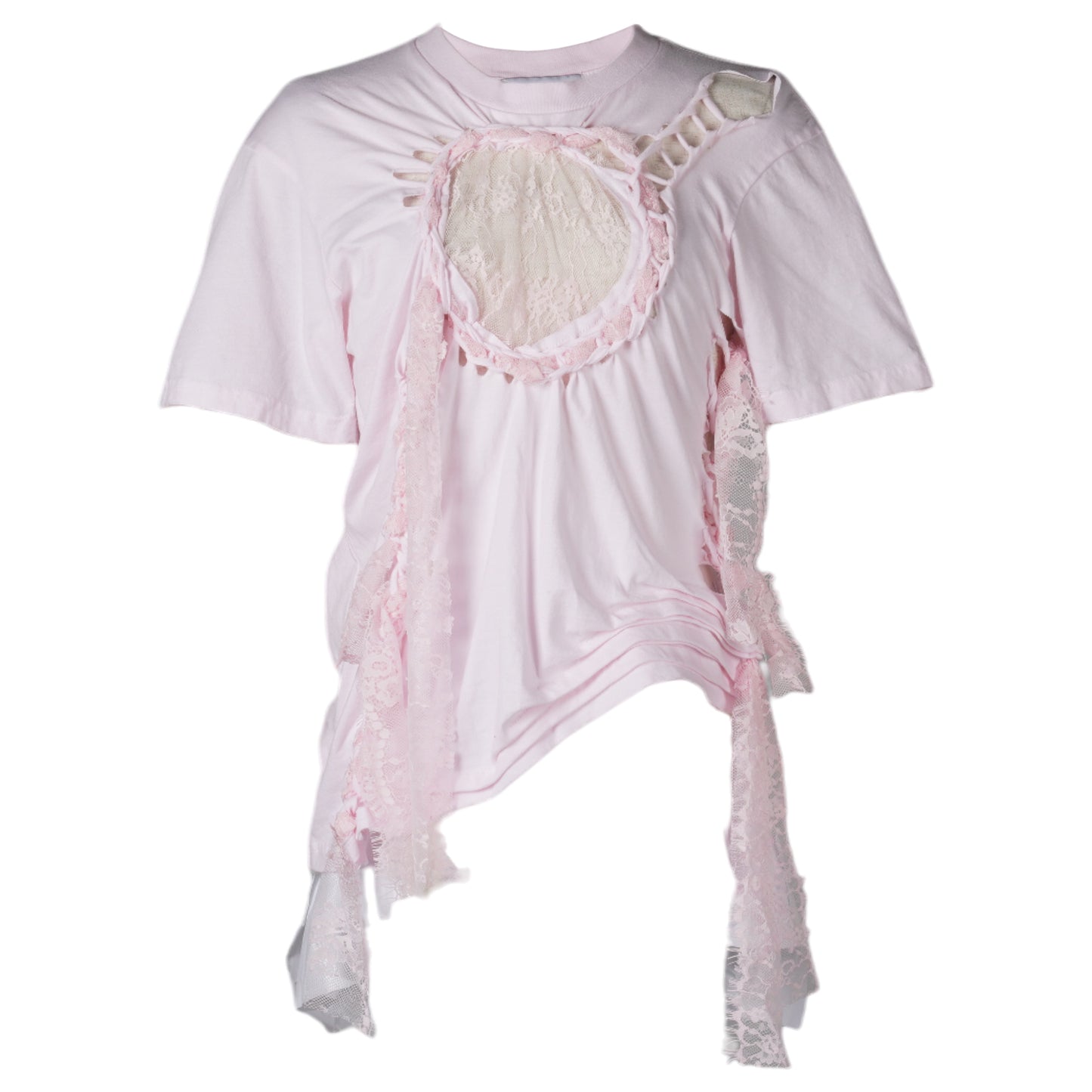 LACE HEART NASH TEE / LIGHT PINK