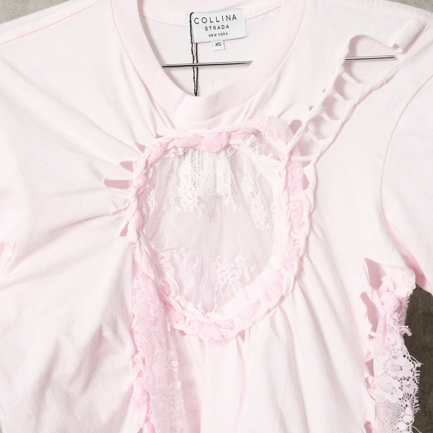 LACE HEART NASH TEE / LIGHT PINK