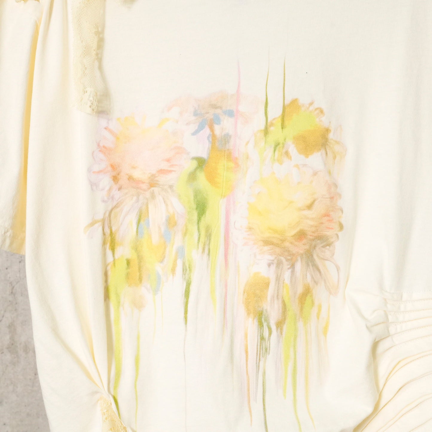 LACE KATINA TEE / IVORY FLOWER DRIP