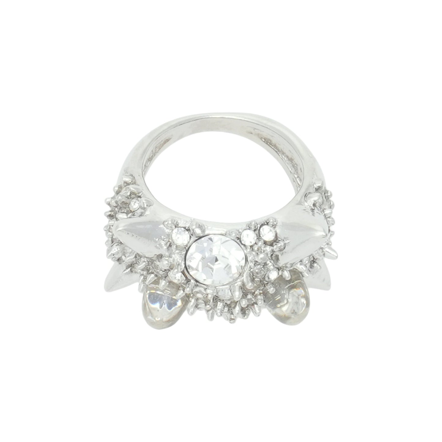 ALIEN SPIKE RING / SILVER CLEAR