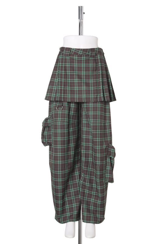 LAWN SKIRT CARGO PANT / JADE PLAID