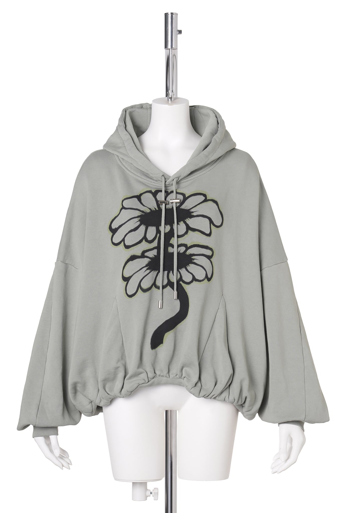 GATHERED HOODIE / OLIVE TWIN FLOWERS
