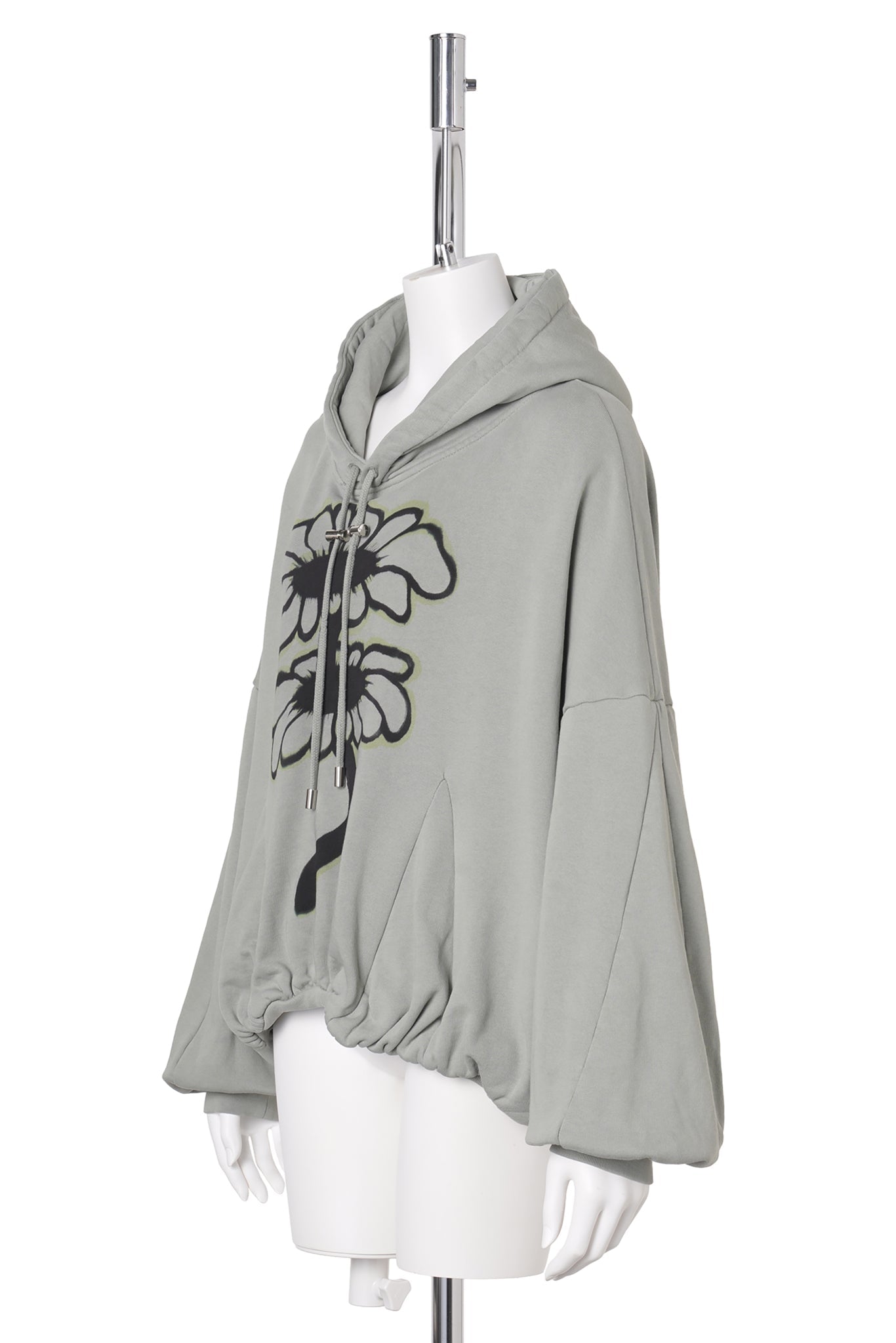 GATHERED HOODIE / OLIVE TWIN FLOWERS