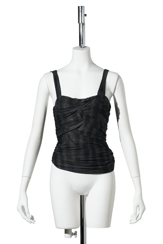 NETTLE TANK / BLACK WAVY FLOWER STRIPE