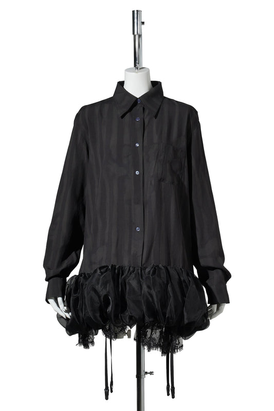 VALERIAN DRESS / BLACK WAVY FLOWER STRIPE