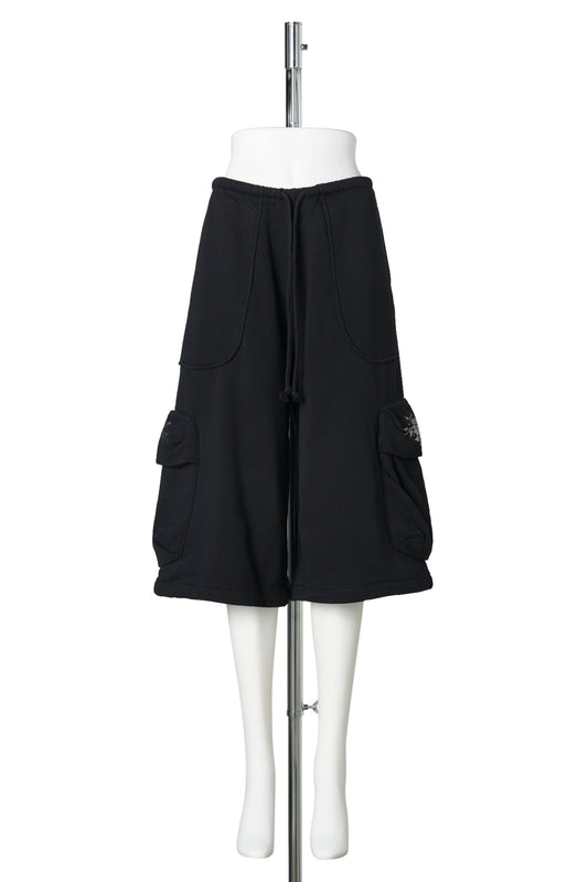 RHINESTONE CARGO SWEATSHORTS / BLACK
