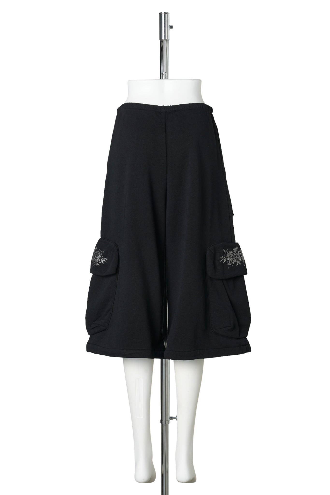 RHINESTONE CARGO SWEATSHORTS / BLACK