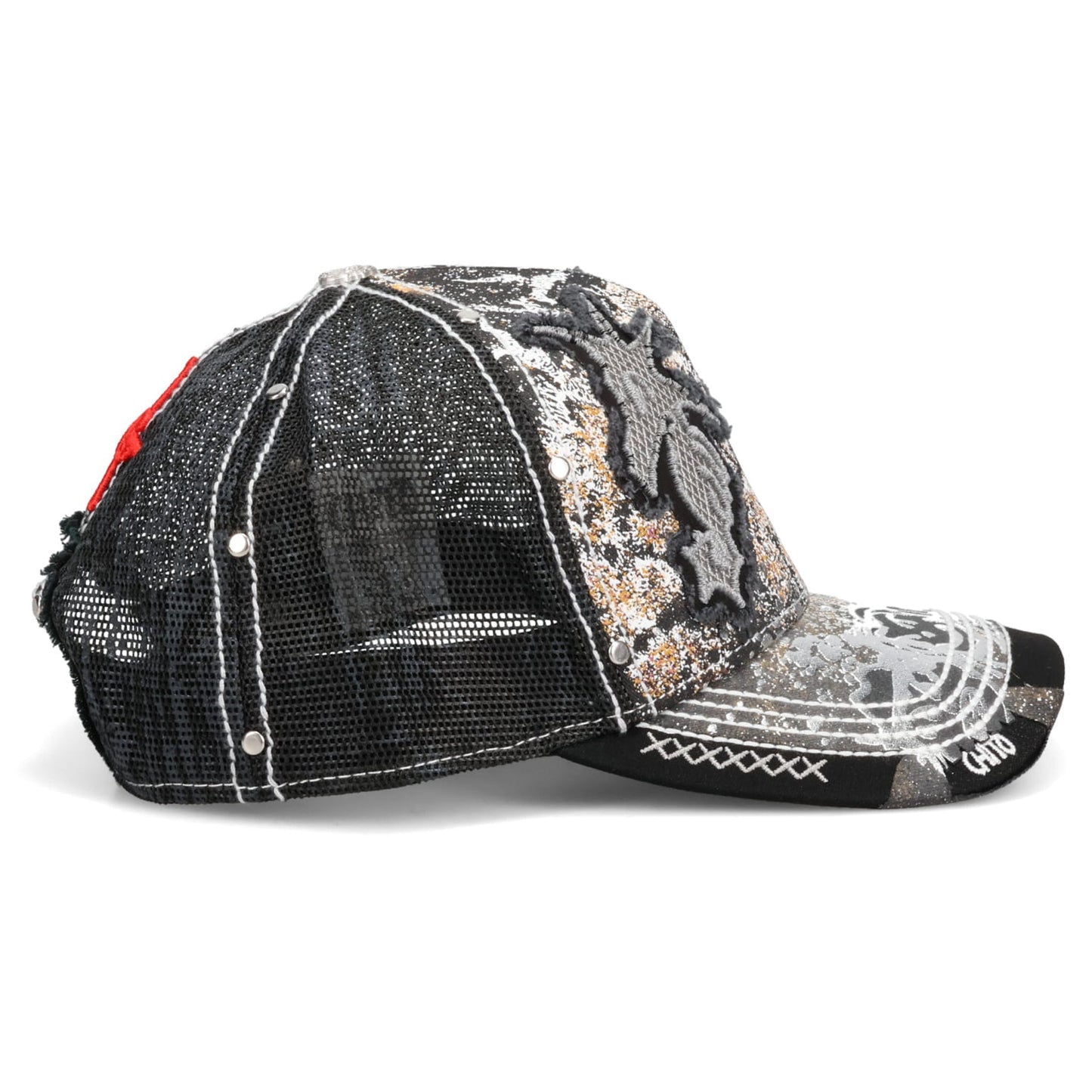 DOUBLE SEAHORSE PATCH MESH BACK / BLACK