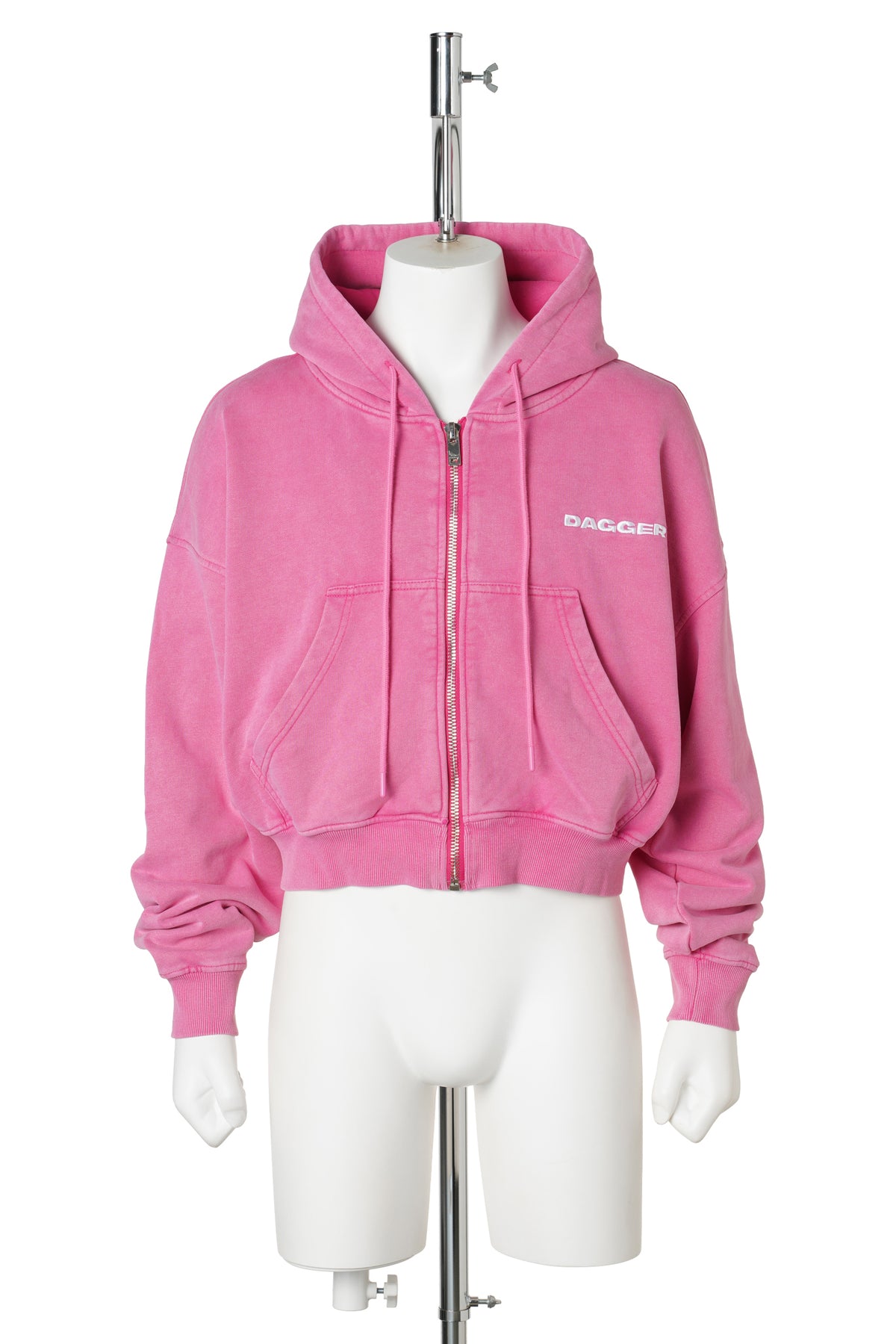 PINK CROPPED ZIP UP / WASHED PINK