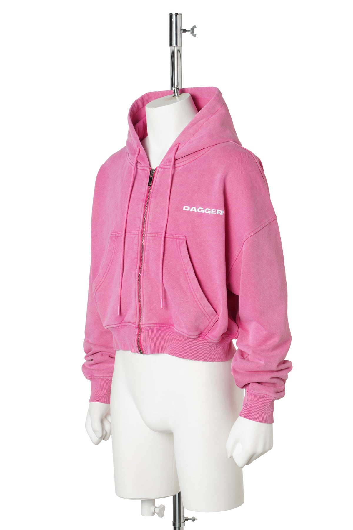 PINK CROPPED ZIP UP / WASHED PINK