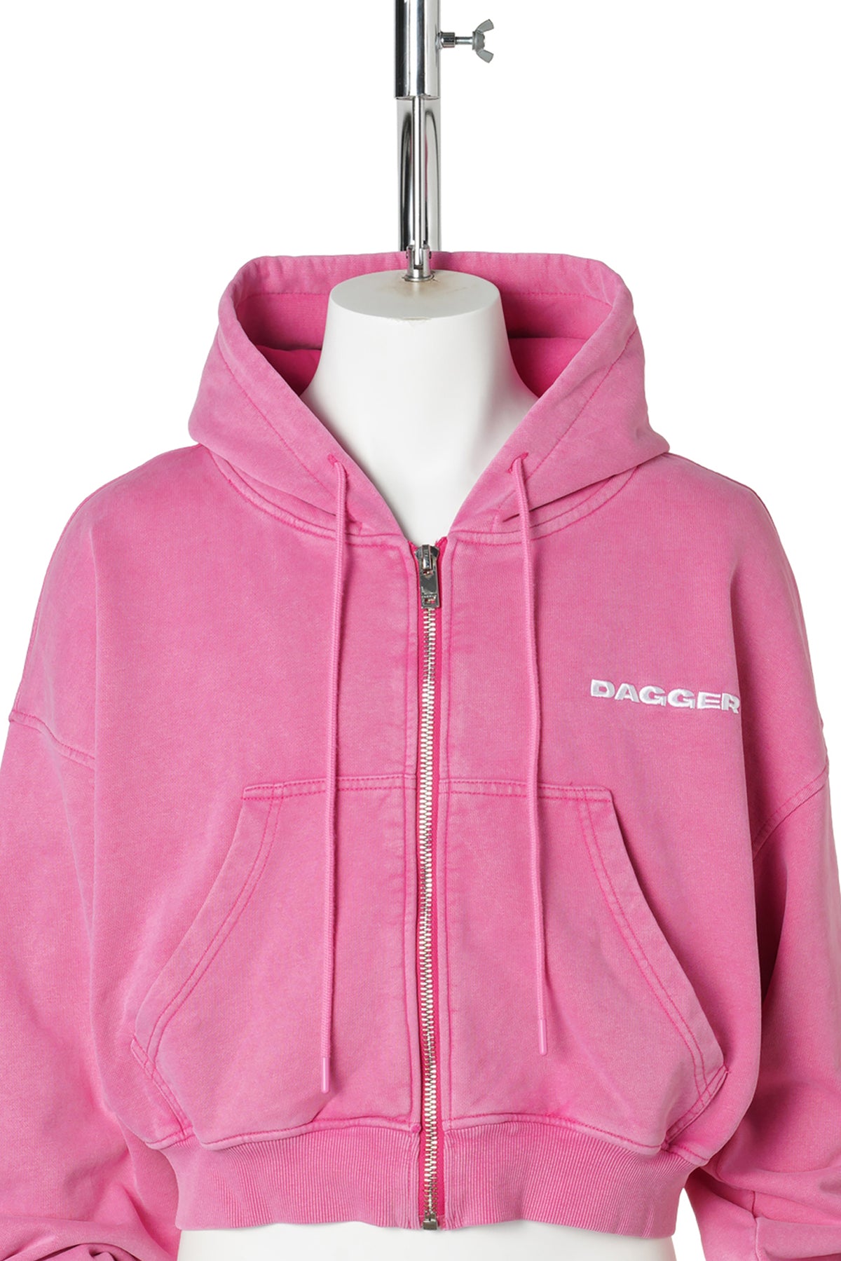 PINK CROPPED ZIP UP / WASHED PINK