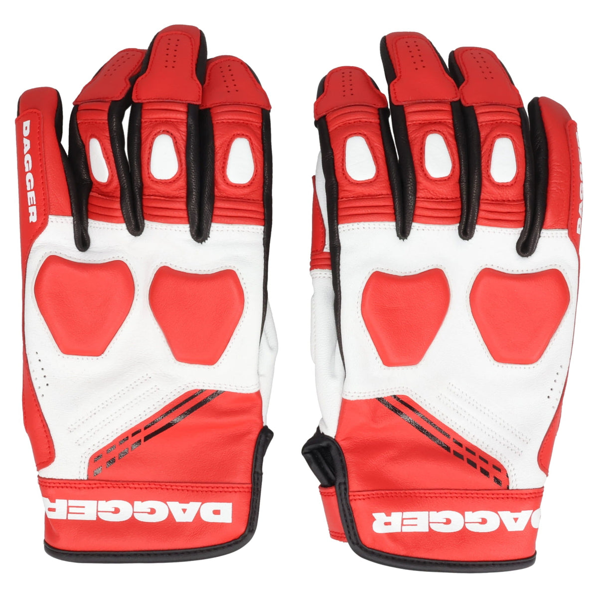 LEATHER MOTO GLOVE (1) / WHITE/RED/BLACK
