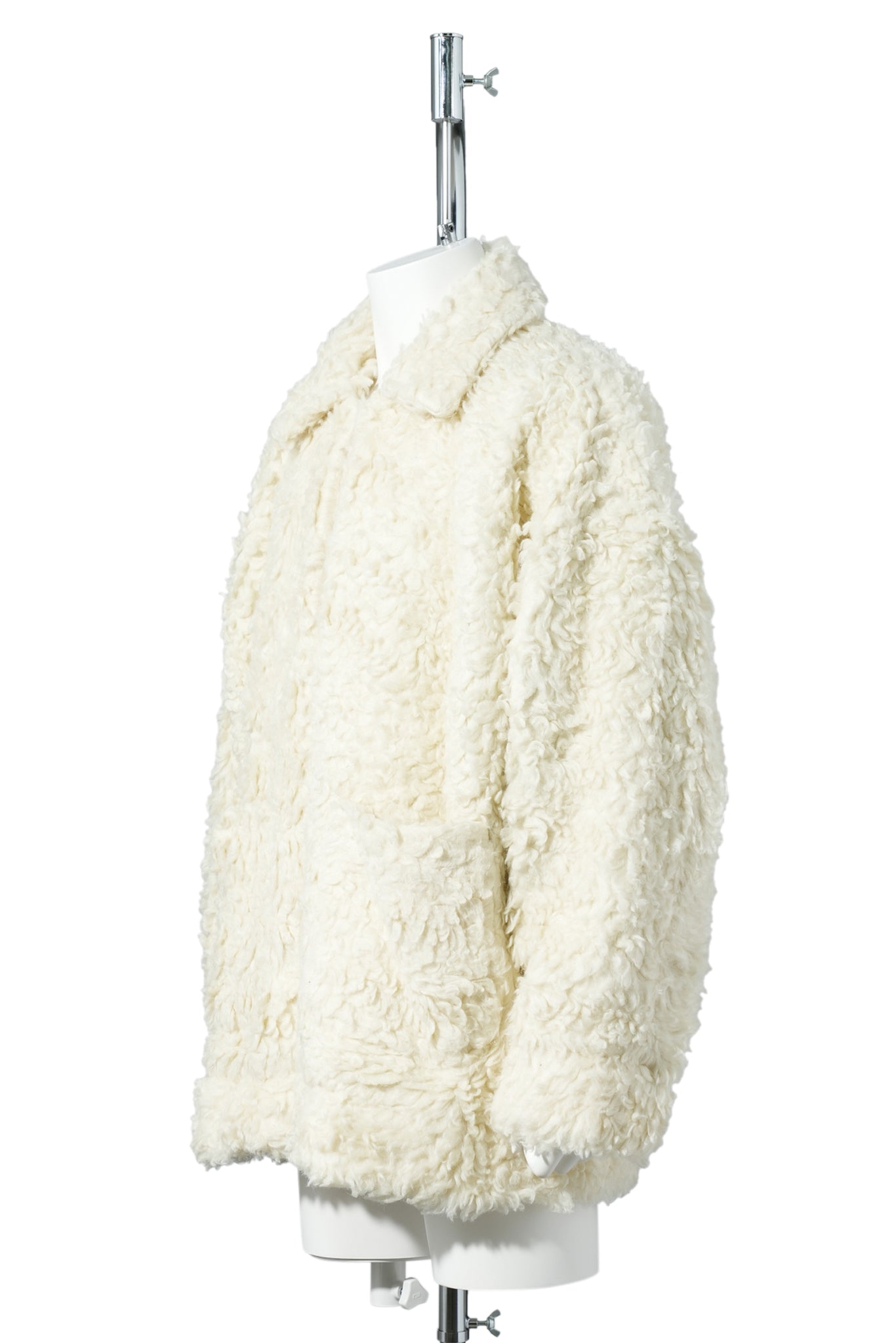 HAND-PAINTED HEMP FAUX FUR JACKET / IVORY