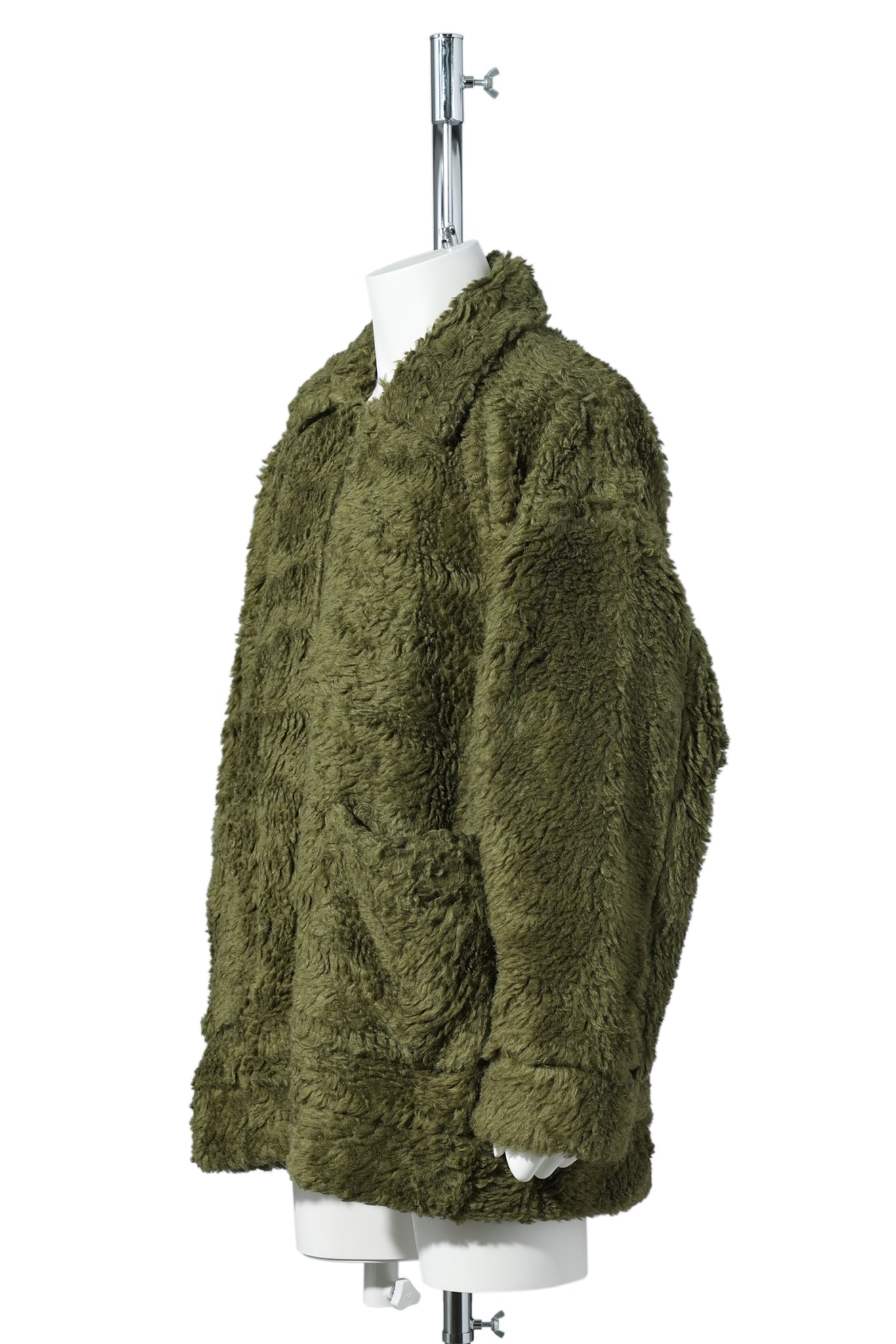 HAND-PAINTED HEMP FAUX FUR JACKET / KHAKI