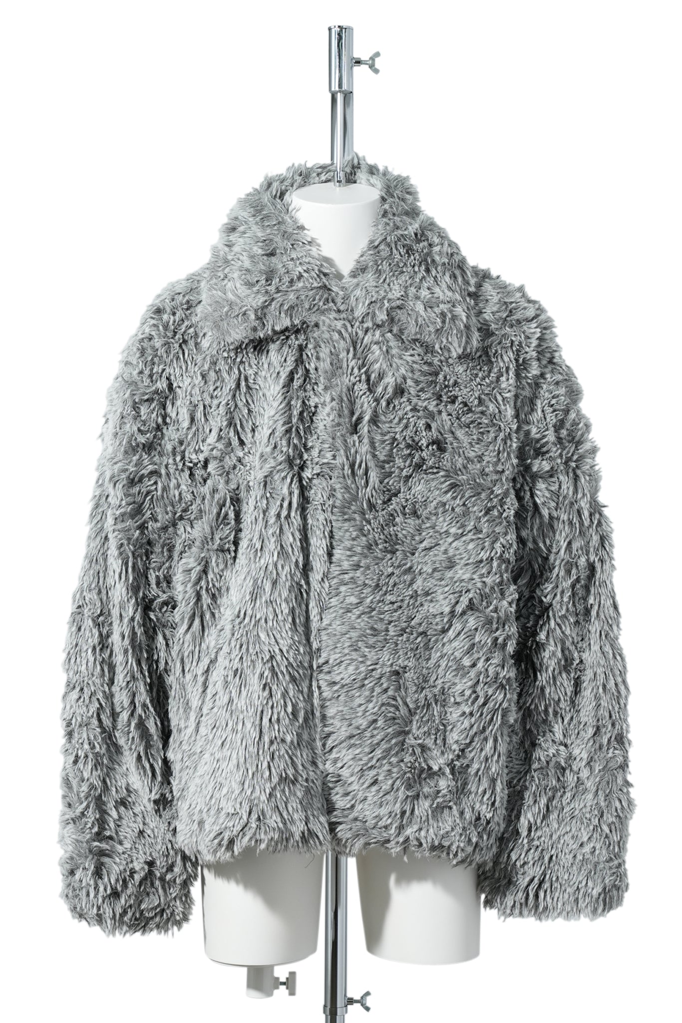 SINISTER MOUTH FAUX FIUR JACKET / GREY