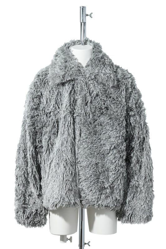 SINISTER MOUTH FAUX FIUR JACKET / GREY