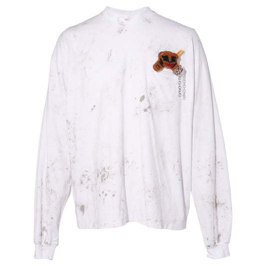 LONG SLEEVE T-SHIRT WITH VILLAIN BEAR / WHITE