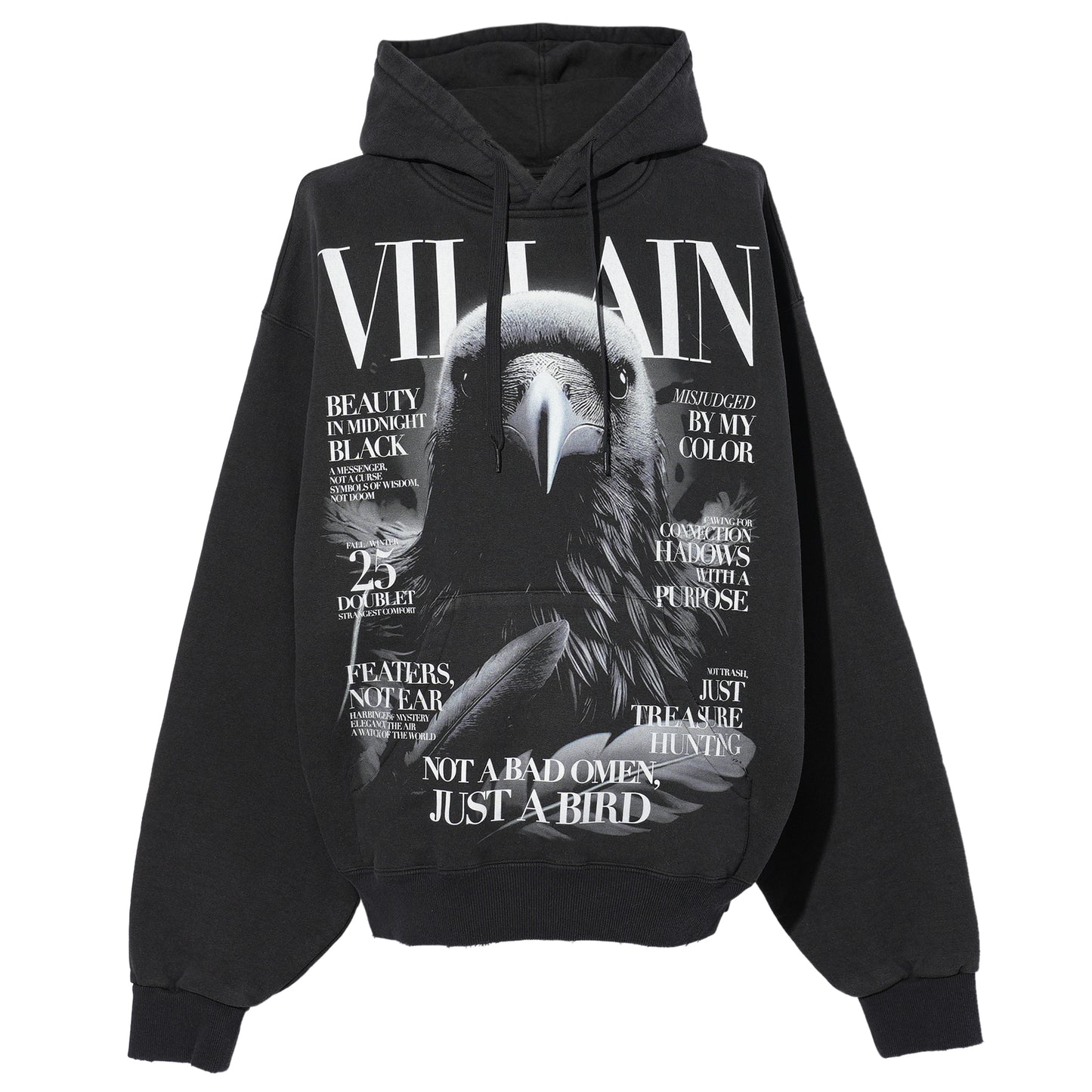 VILLAIN COVER PRINT HOODIE / BLACK
