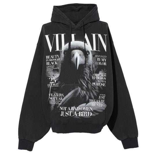 VILLAIN COVER PRINT HOODIE / BLACK