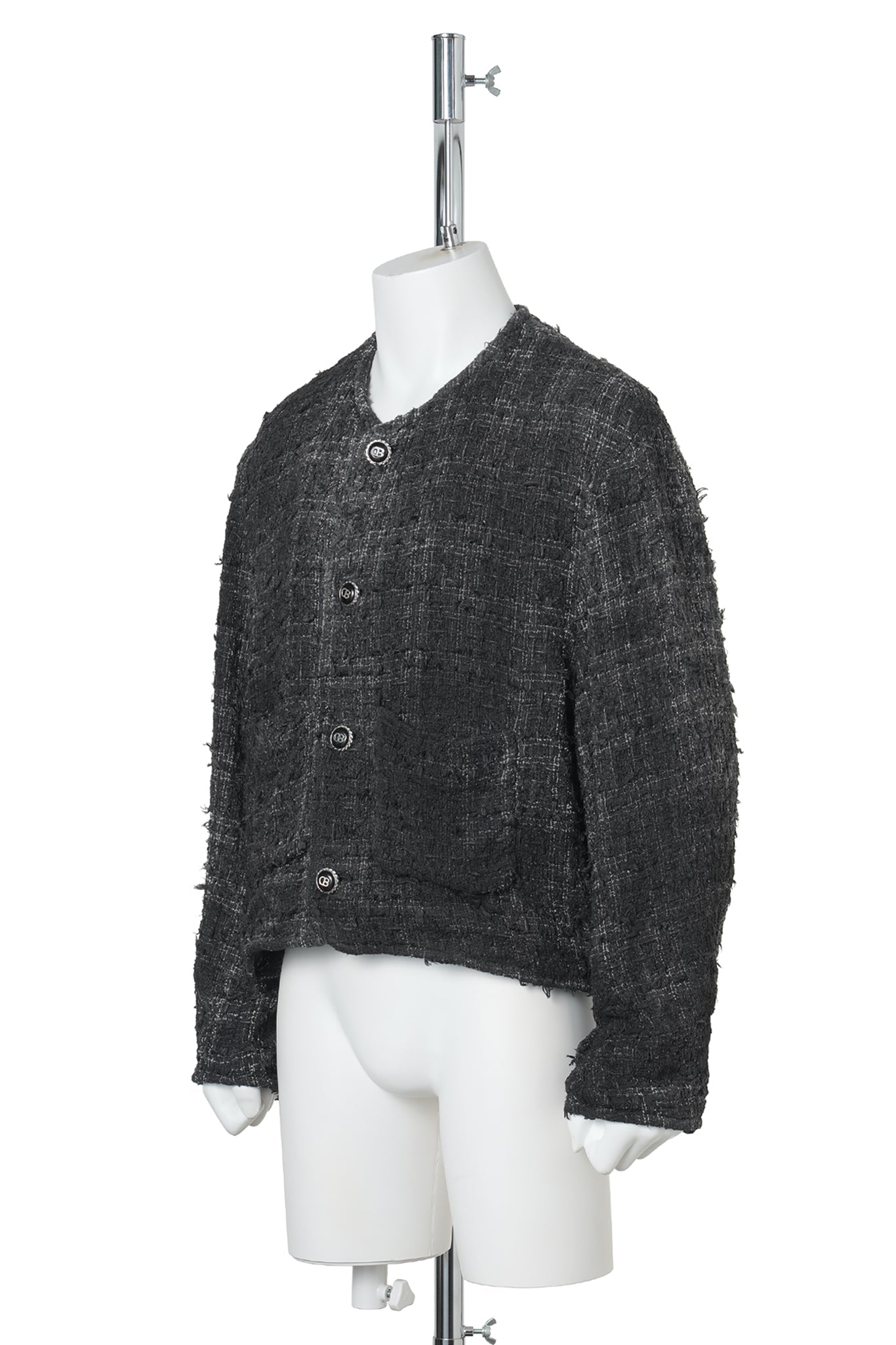 SMOG AIR STAINED TWEED JACKET / BLACK