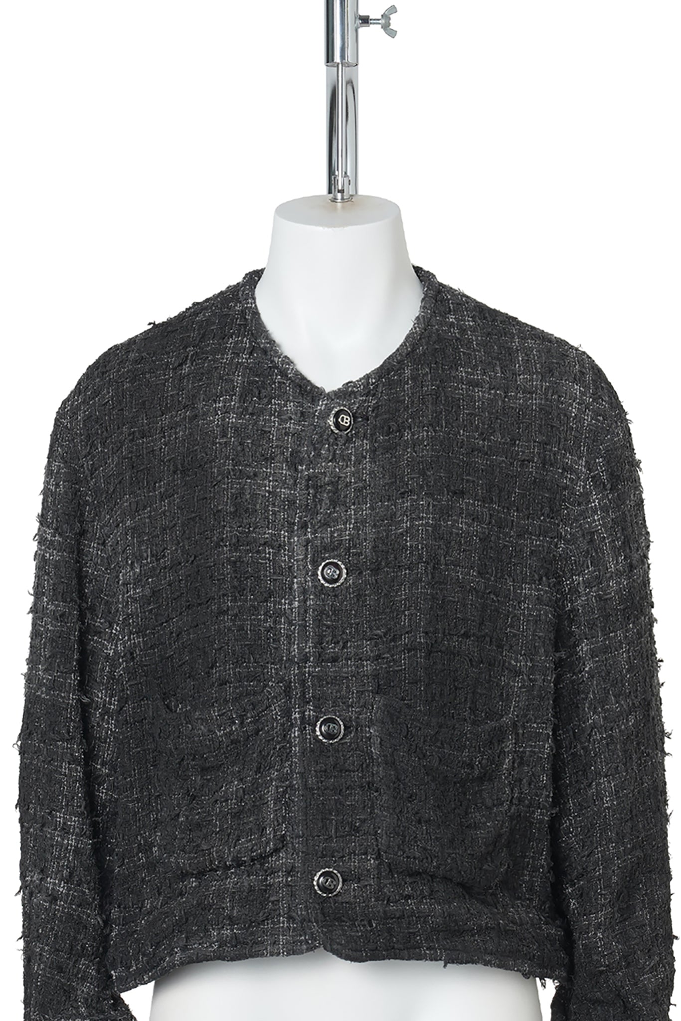 SMOG AIR STAINED TWEED JACKET / BLACK