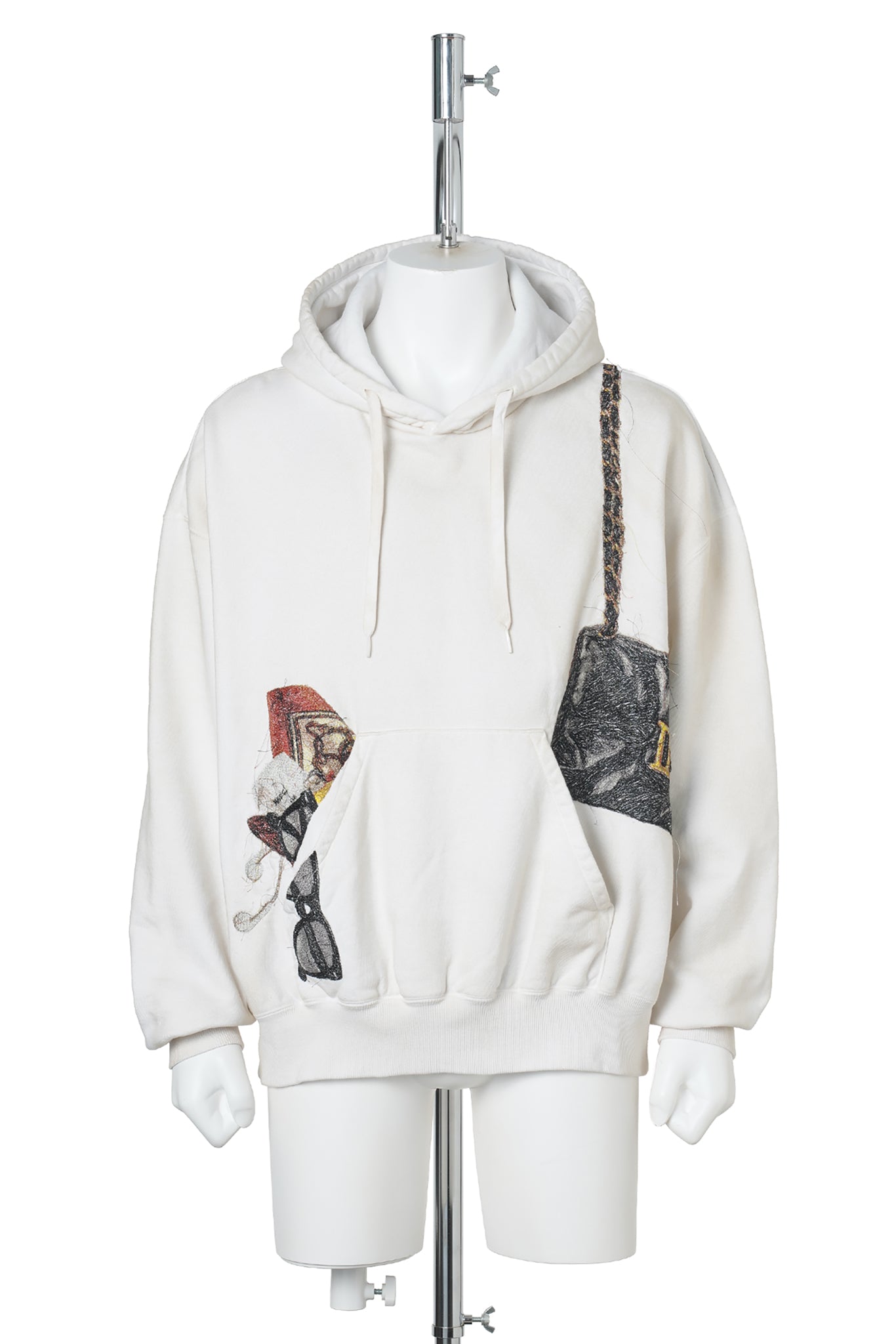 TROMPE L'OEIL EMBROIDERY HOODIE / WHITE