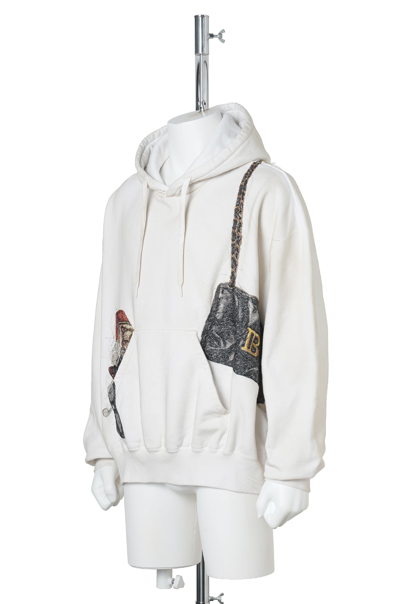 TROMPE L'OEIL EMBROIDERY HOODIE / WHITE