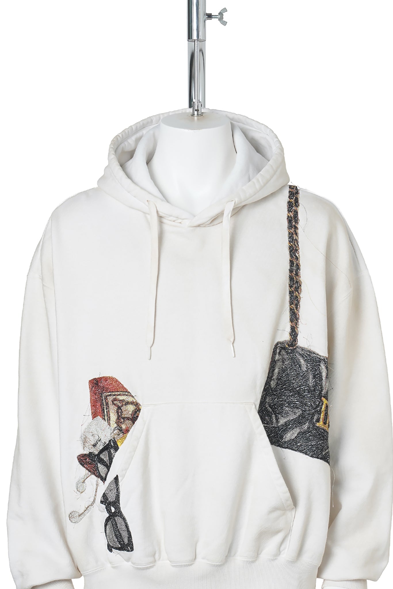 TROMPE L'OEIL EMBROIDERY HOODIE / WHITE