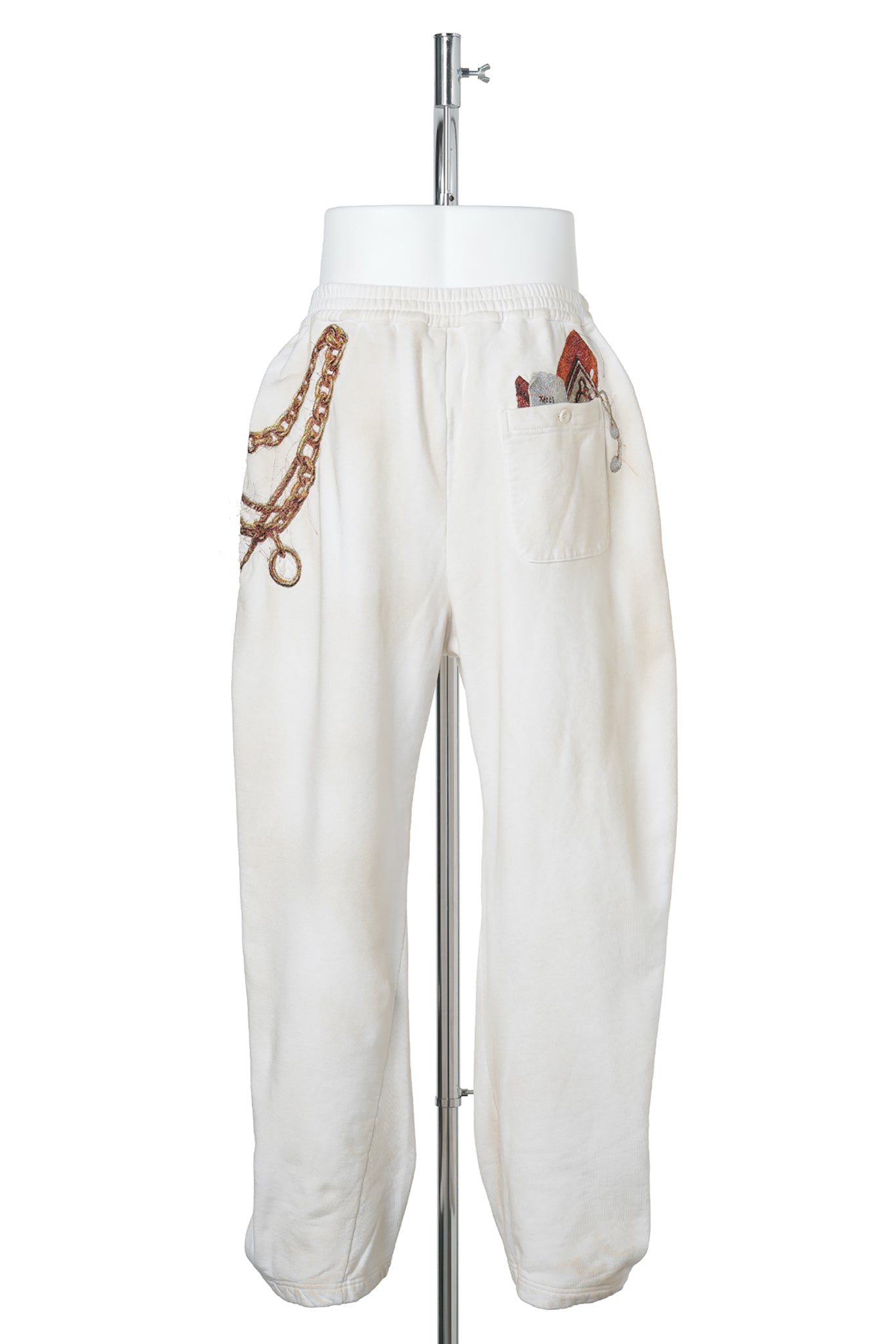 TROMPE L'OEIL EMBROIDERY SWEATPANTS / WHITE