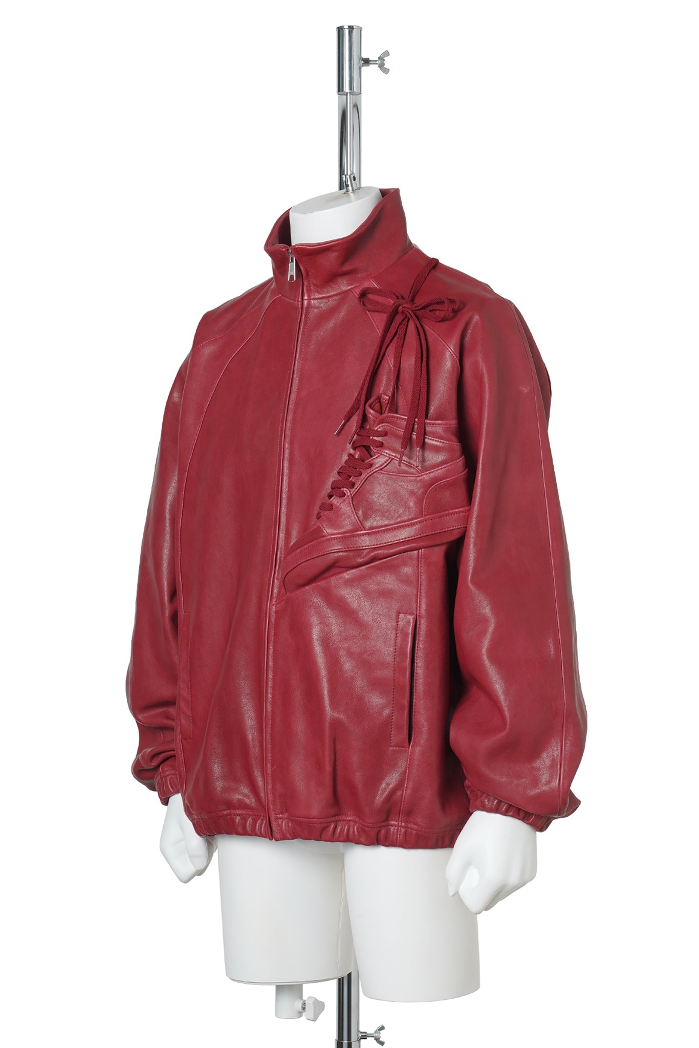 BASKETBALL SHOE POCKET LEATHER JACKET / RED