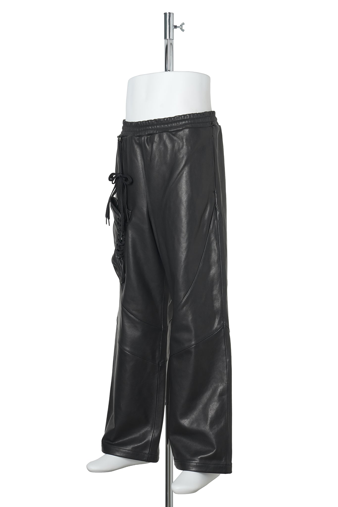 BASKETBALL SHOE POCKET LEATHER PANTS / BLACK