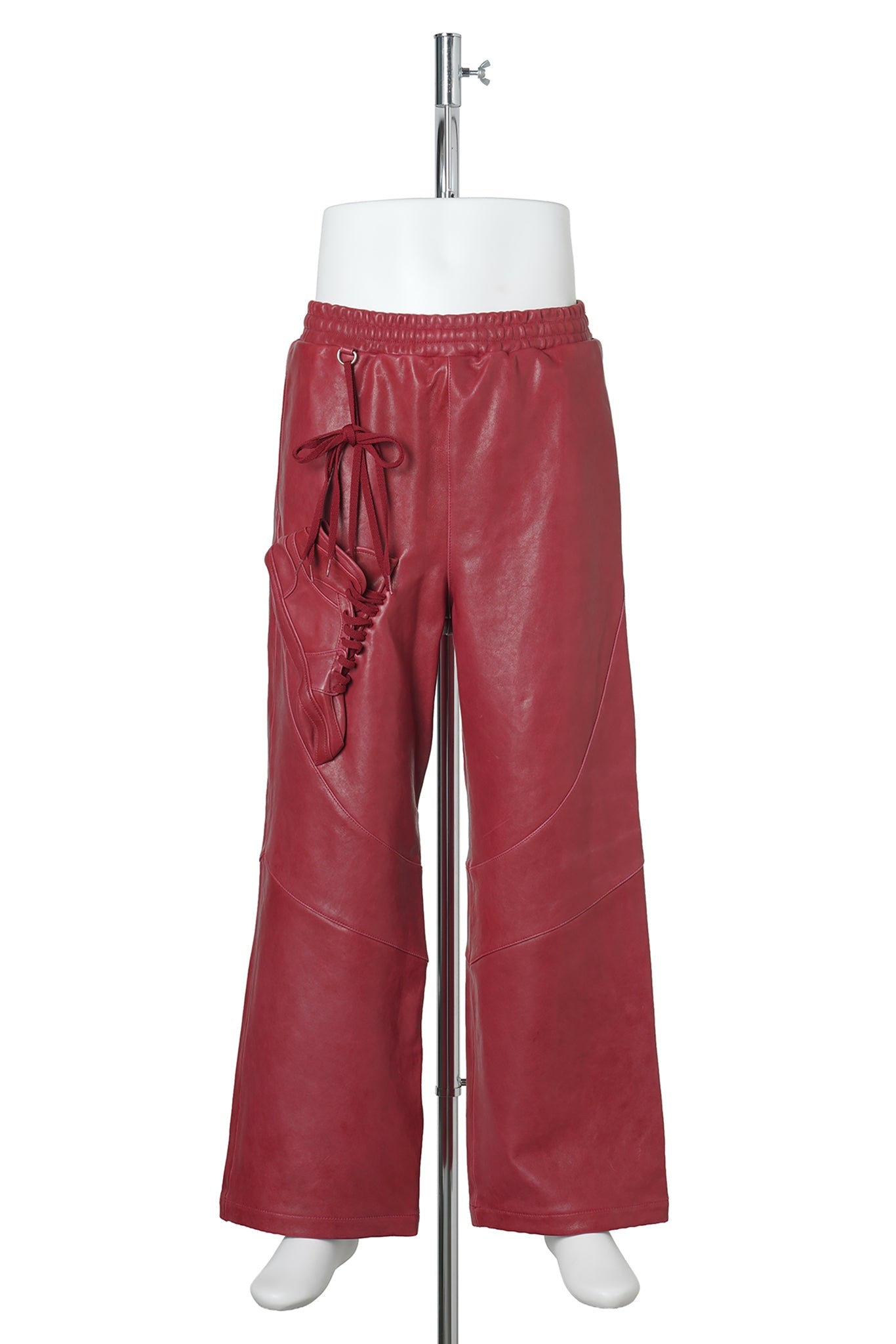 BASKETBALL SHOE POCKET LEATHER PANTS / RED