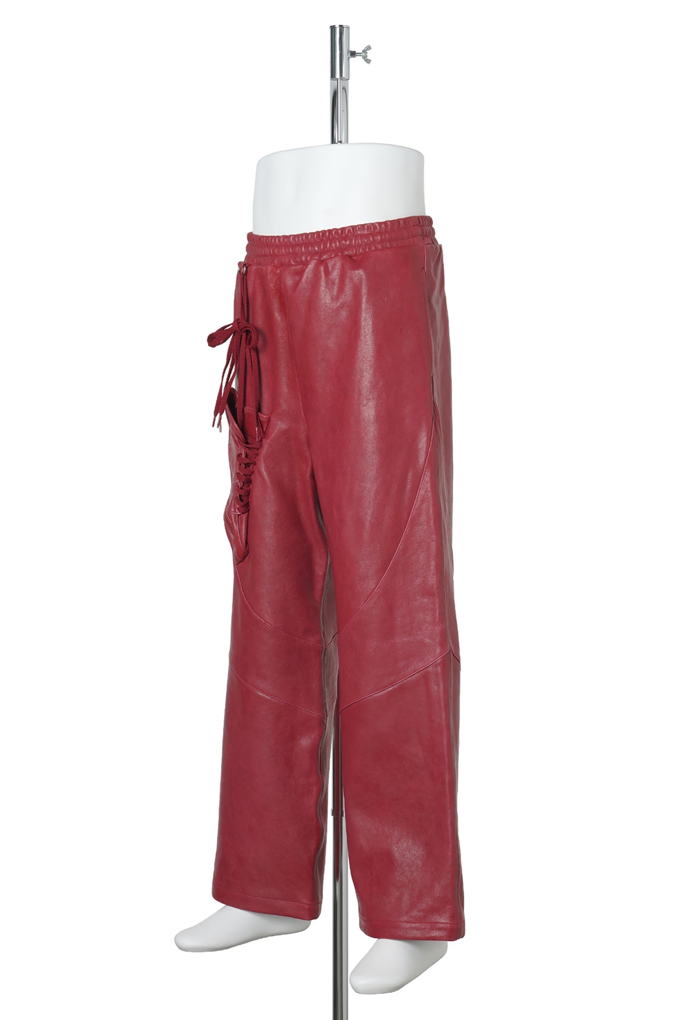 BASKETBALL SHOE POCKET LEATHER PANTS / RED