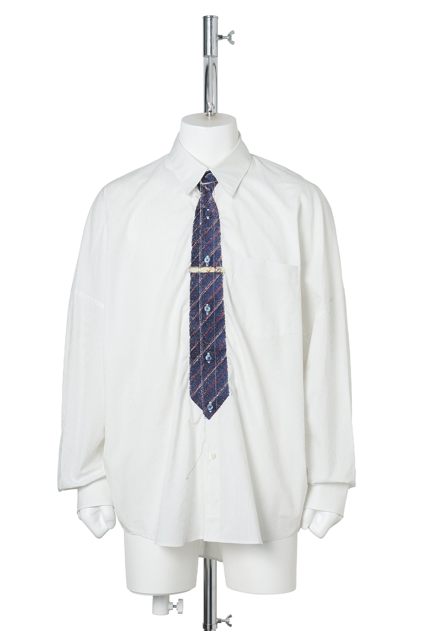 TROMPE L'OEIL TIE EMBROIDERY SHIRT / WHITE/BLACK