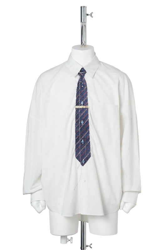 TROMPE L'OEIL TIE EMBROIDERY SHIRT / WHITE/BLACK