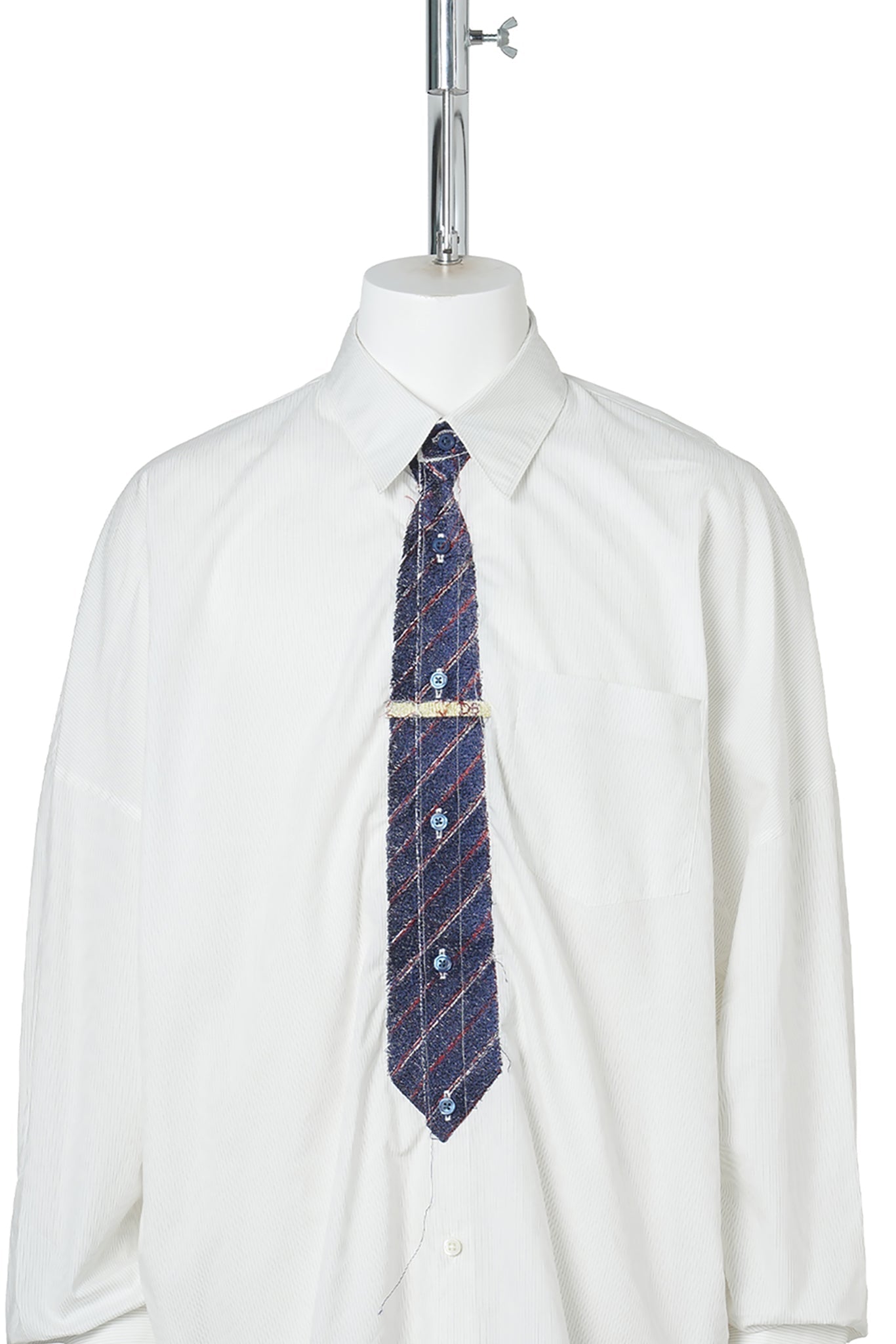 TROMPE L'OEIL TIE EMBROIDERY SHIRT / WHITE/BLACK