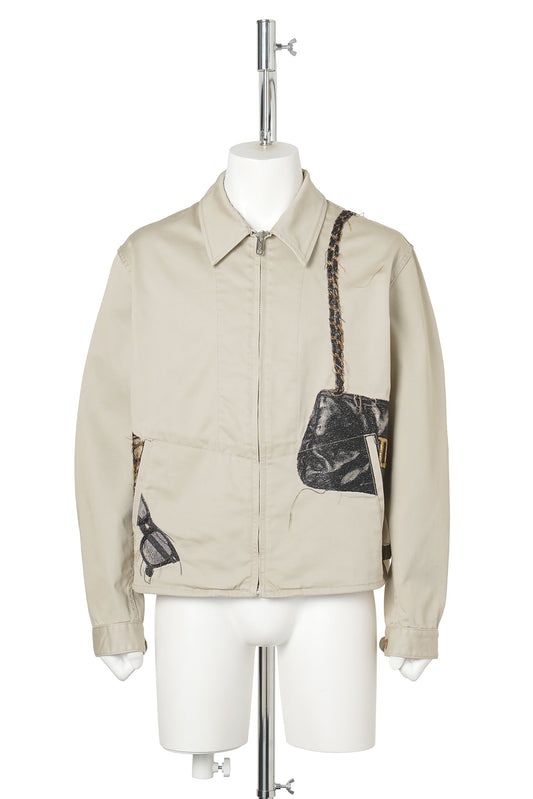 TROMPE L'OEIL EMBROIDERY DRIZZLER JACKET / BEIGE