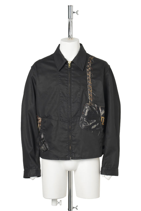 TROMPE L'OEIL EMBROIDERY DRIZZLER JACKET / BLACK