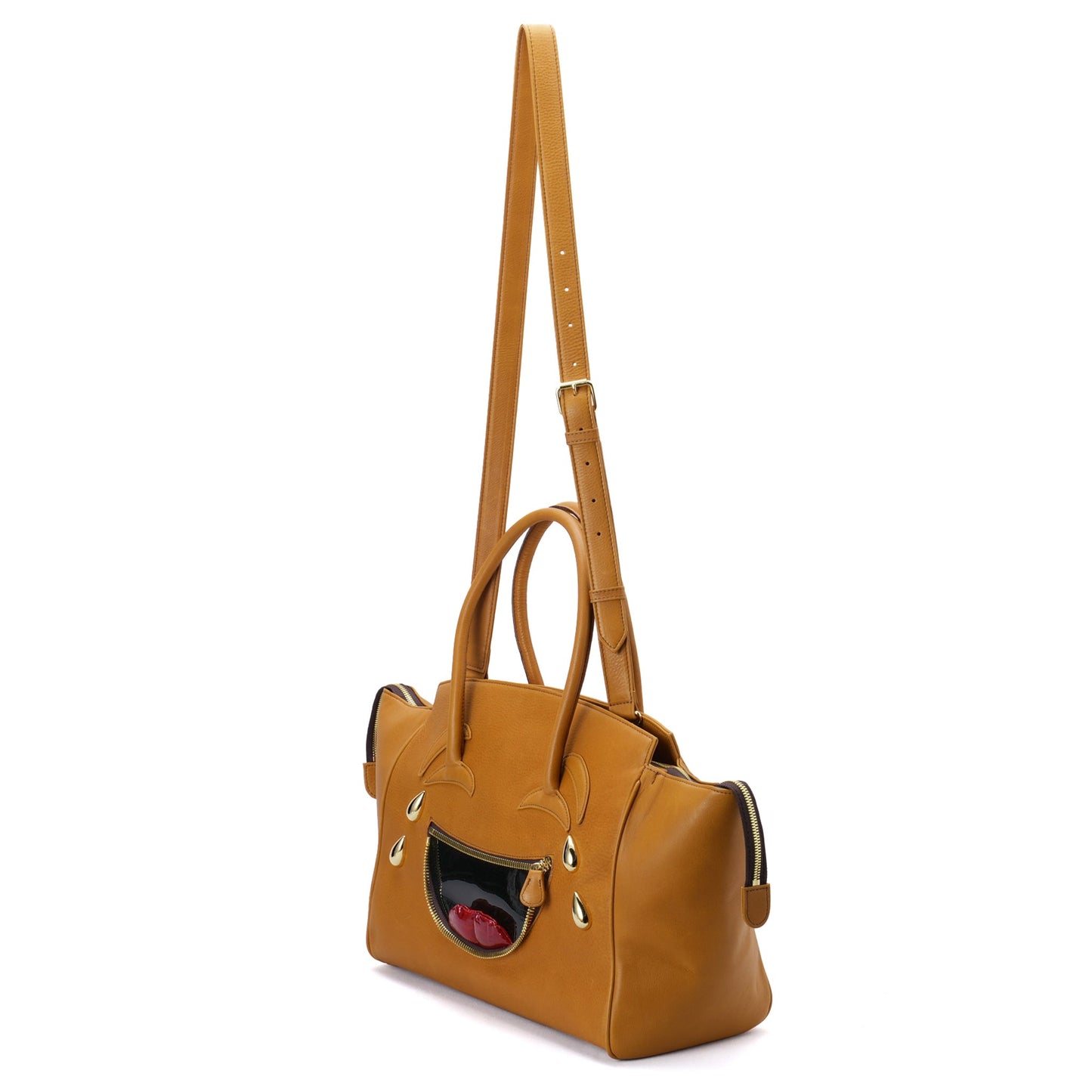 LAUGHING EMOJI LEATHER BAG / CAMEL