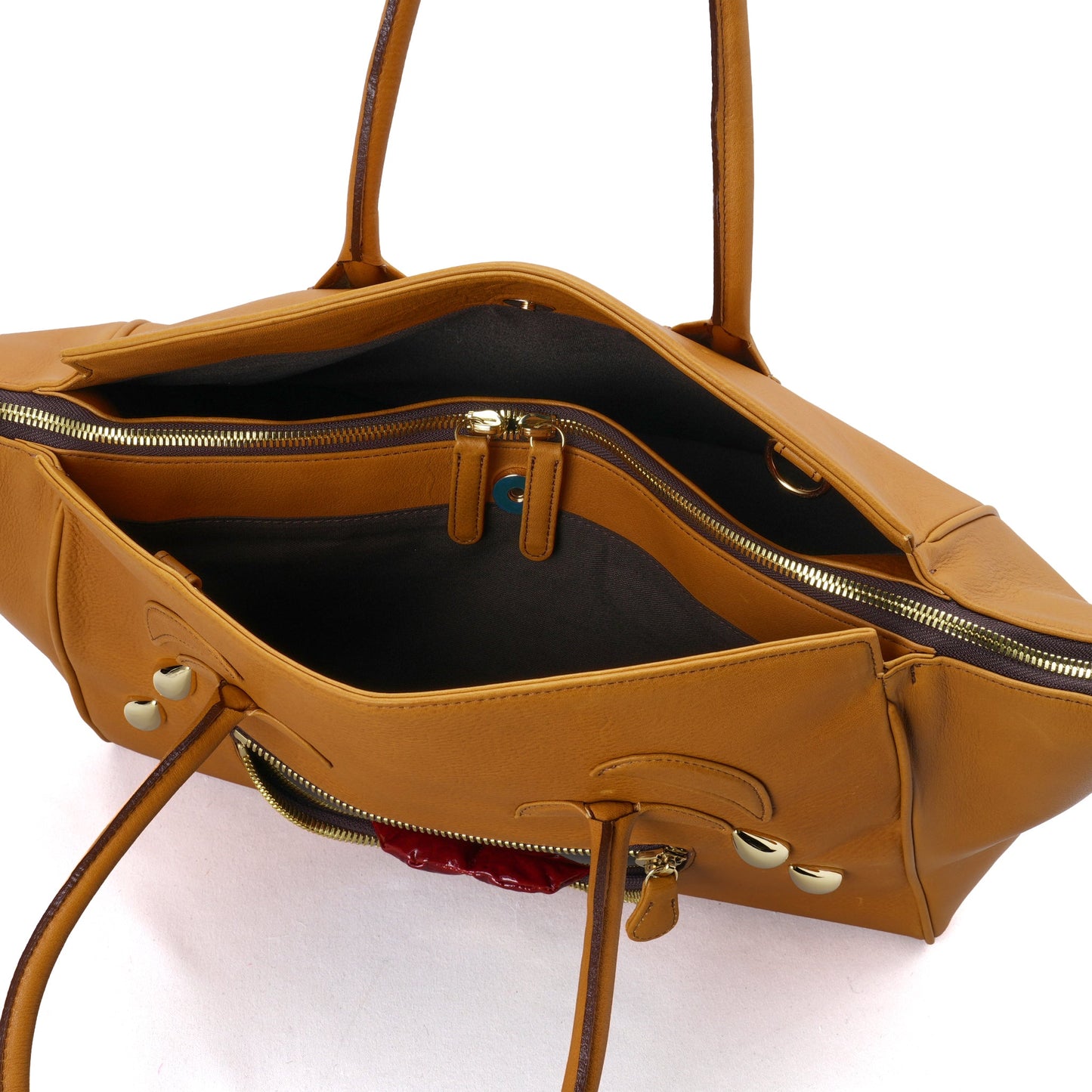 LAUGHING EMOJI LEATHER BAG / CAMEL